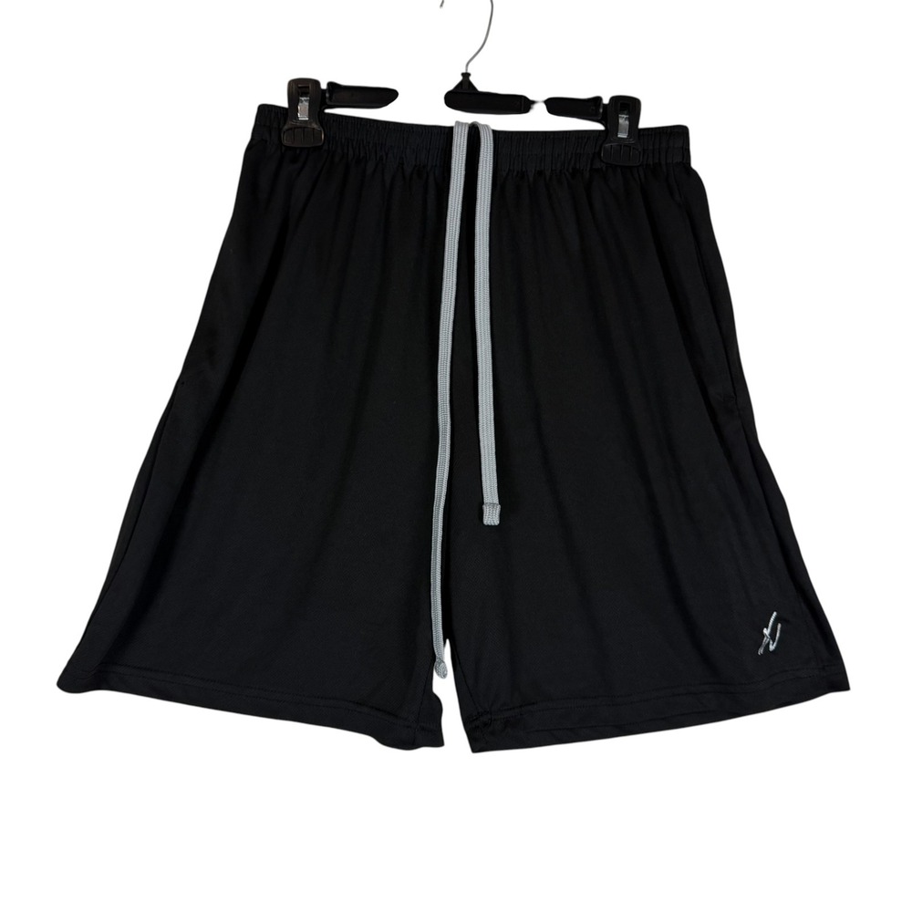NY Threads Shorts Mens Large Black Mesh Elastic Waist Athletic Gym